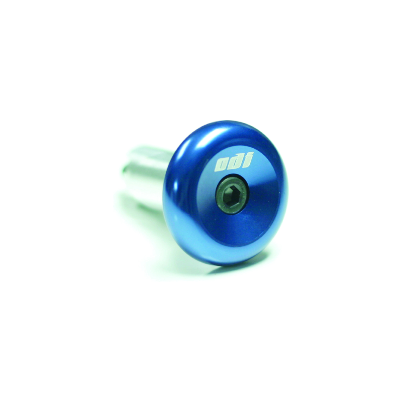 ODI Alloy End Plug Front View in Blue - bicyquel _