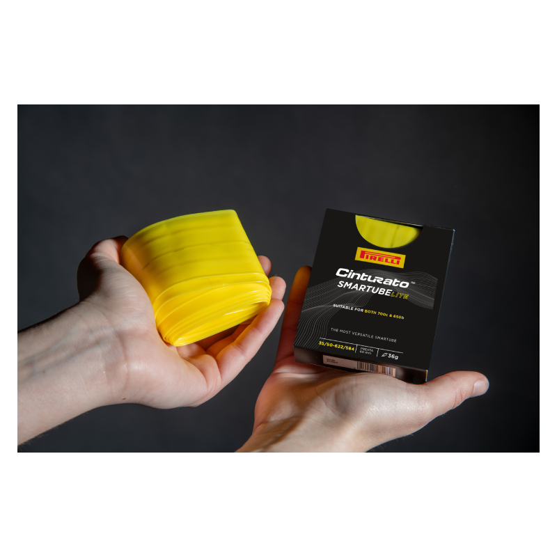 Pirelli Cinturato SmarTUBE LITE Tubes displayed in hands - bicyquel _