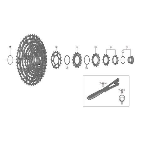 Shimano Deore CS-M6100-12 Cassette exploded - bicyquel _