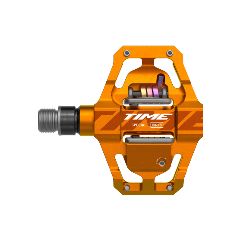 TIME Speciale 10 MTB Pedals top view in orange - bicyquel _