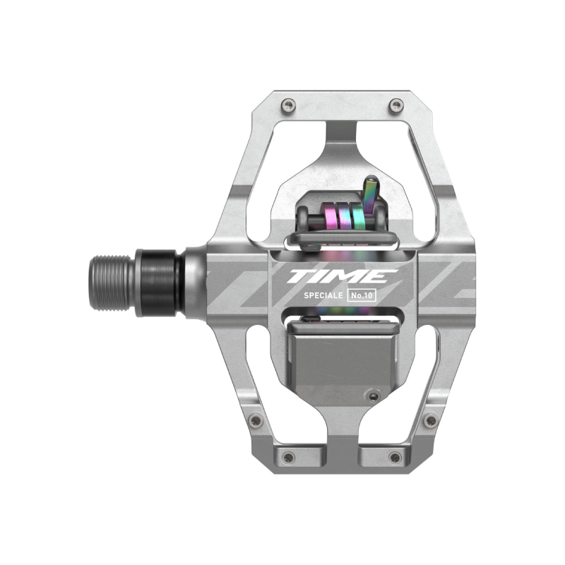 TIME Speciale 10 MTB Pedals top view in raw aluminium - bicyquel _